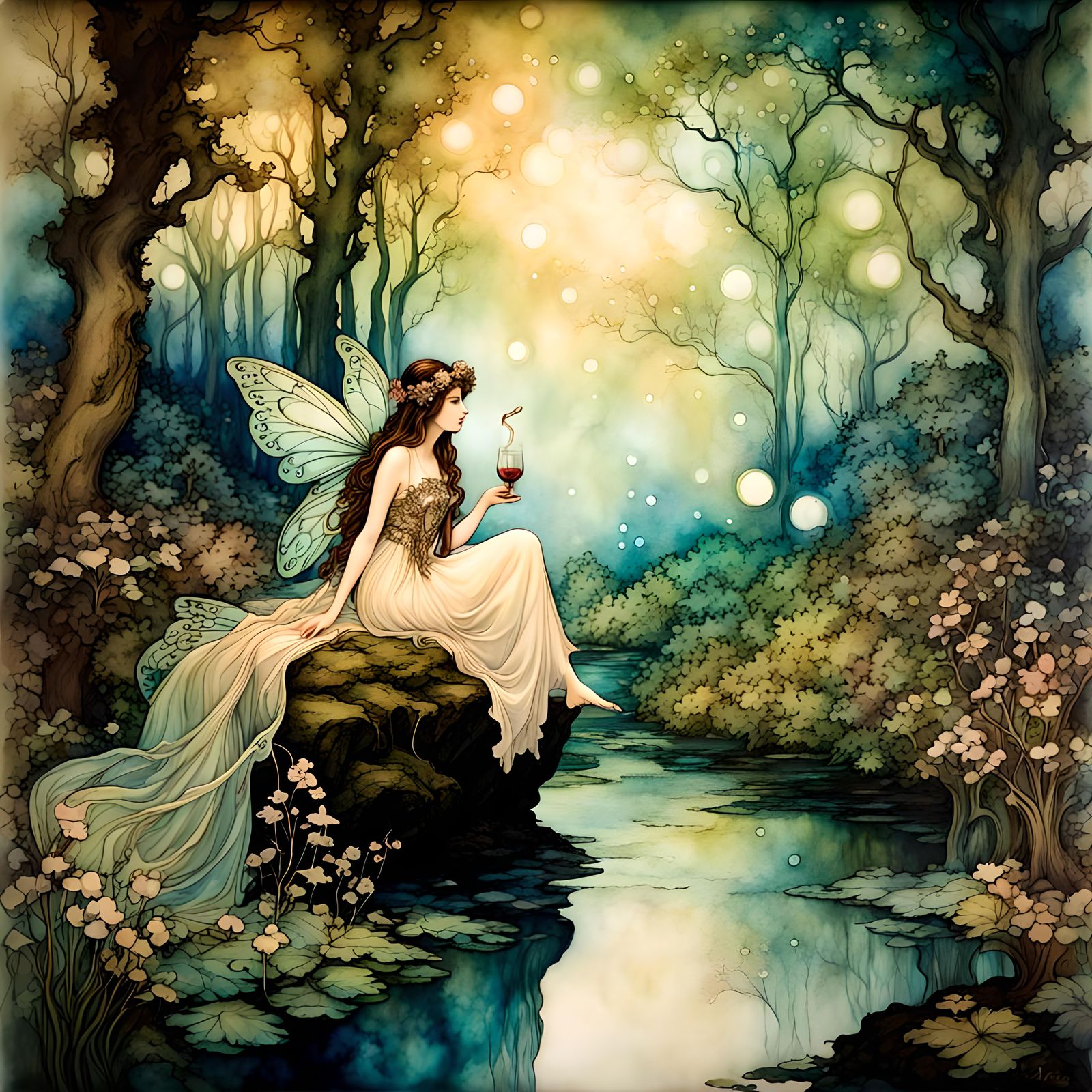 Diaphanous, fairy background, alcohol ink, hyperdetailed, ✨�...