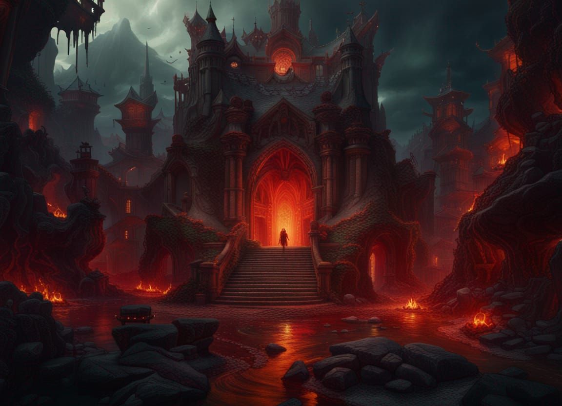 Detailed Matte Painting of a Fantastical Hellscape