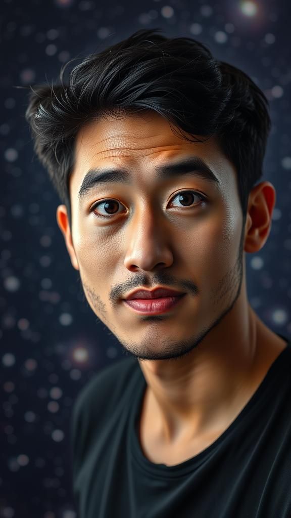 Cosmic Portrait of Indonesian Actor in Digital Art