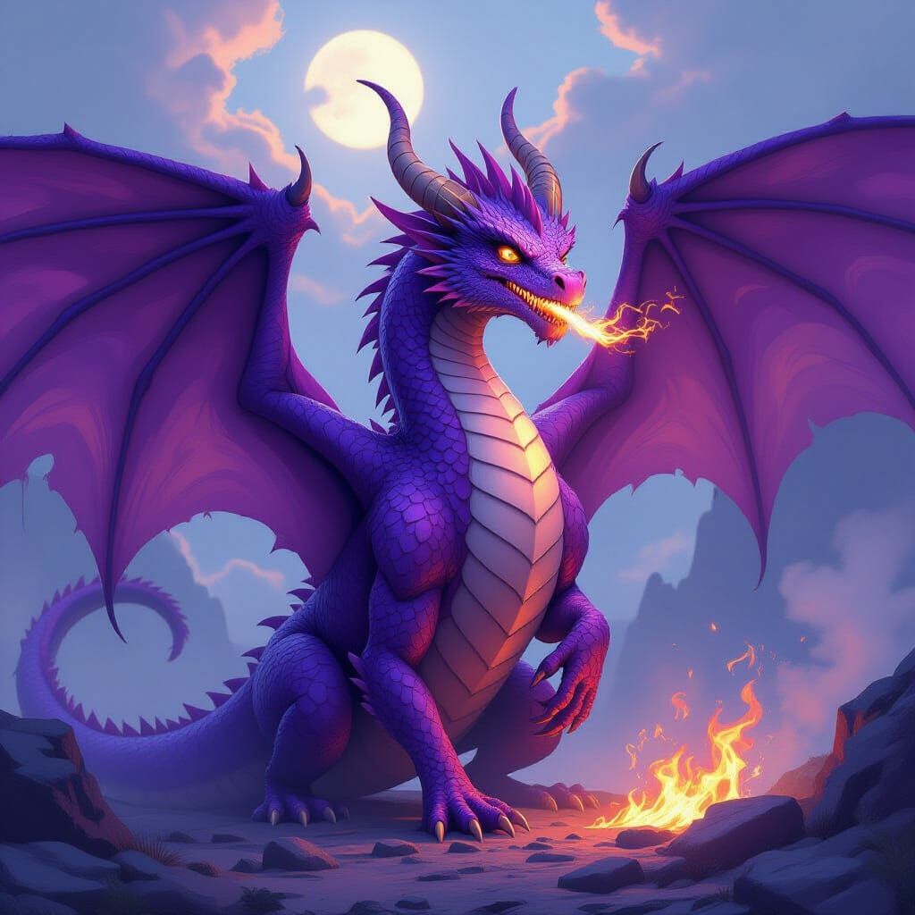 Majestic Purple Dragon with Iridescent Scales