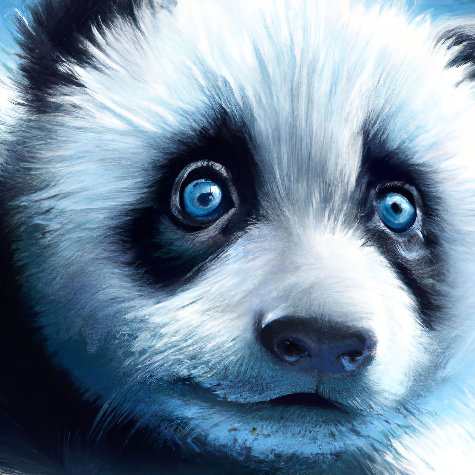 Blue-Eyed Panda Bear Watercolor Portrait