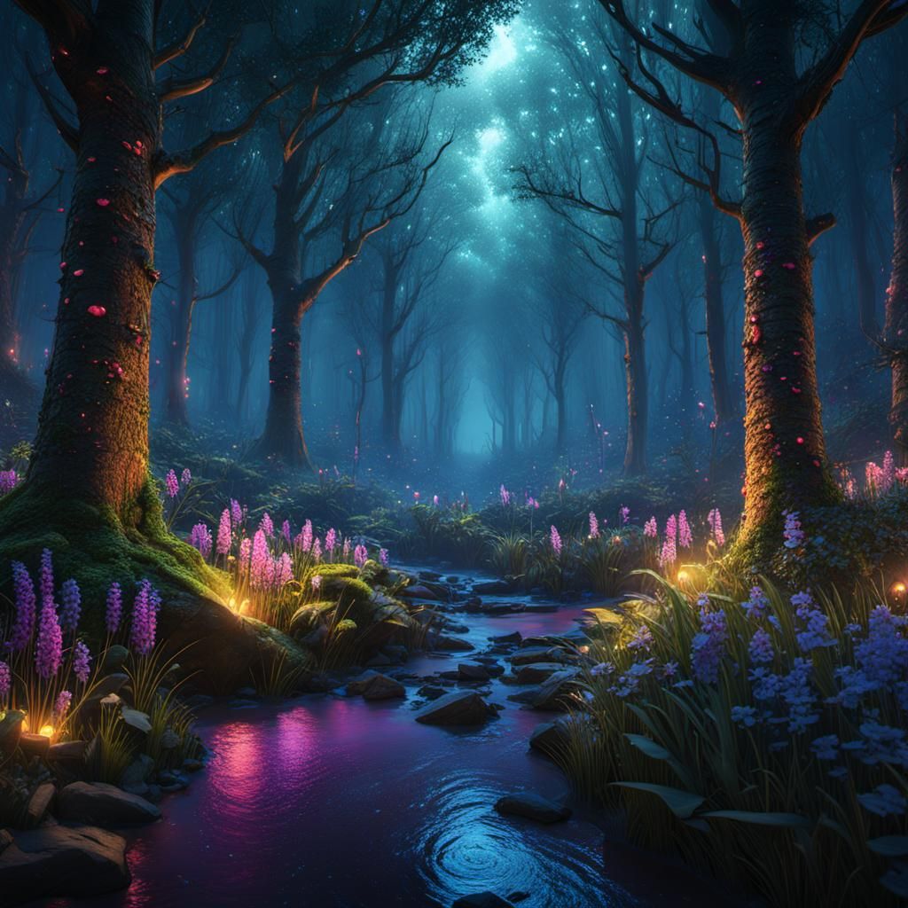 Twilight Forest Raining Scape: Detailed Matte Painting