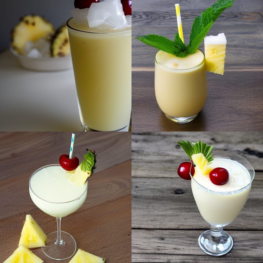 Detailed Matte Painting of a Piña Colada Cocktail