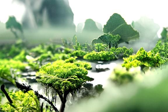 Misty Jungle Landscape in Earth Art Style