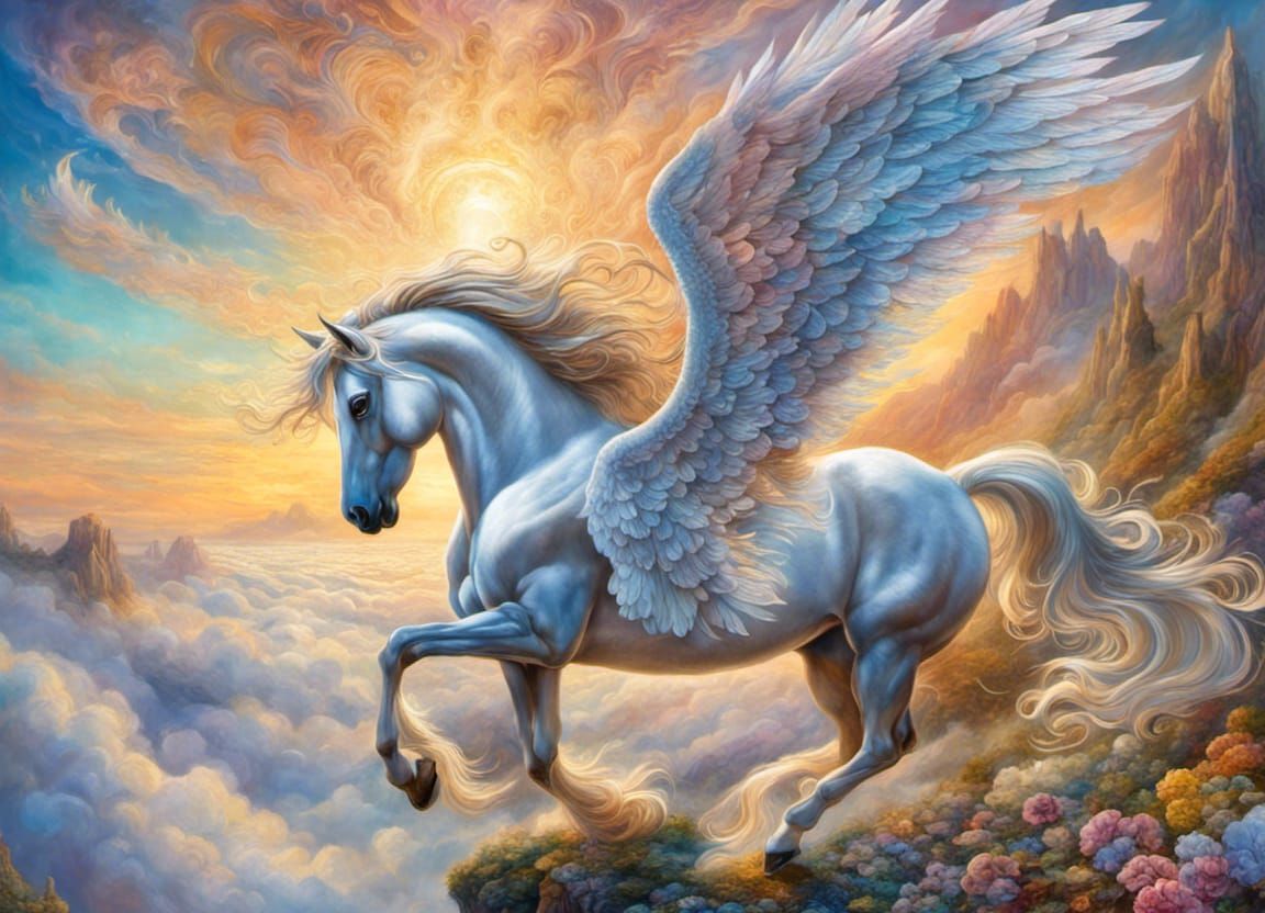 Pegasus Flying Above the Clouds
