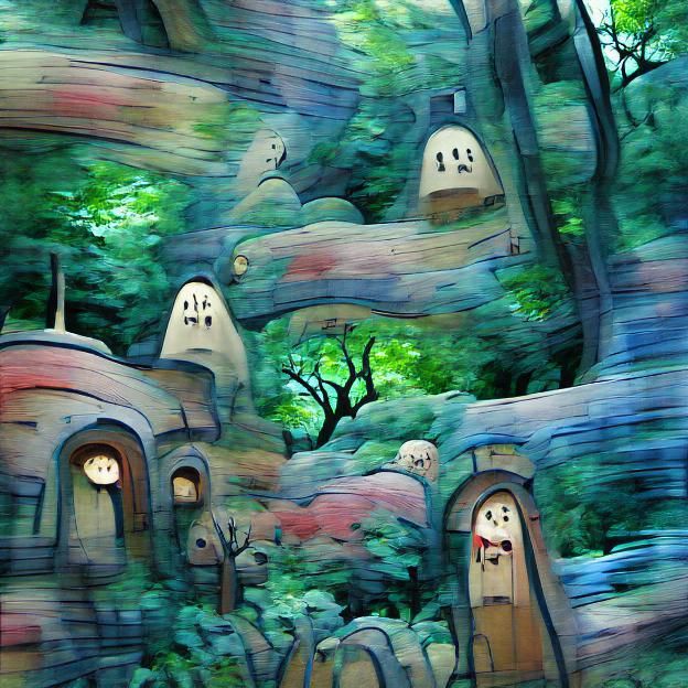 Ghibli-Inspired Haunted Forest Scene