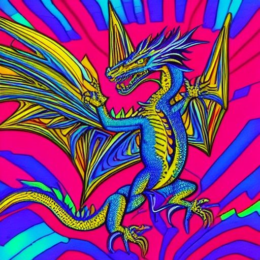 Psychedelic Prismatic Dragon in Fantasy Style