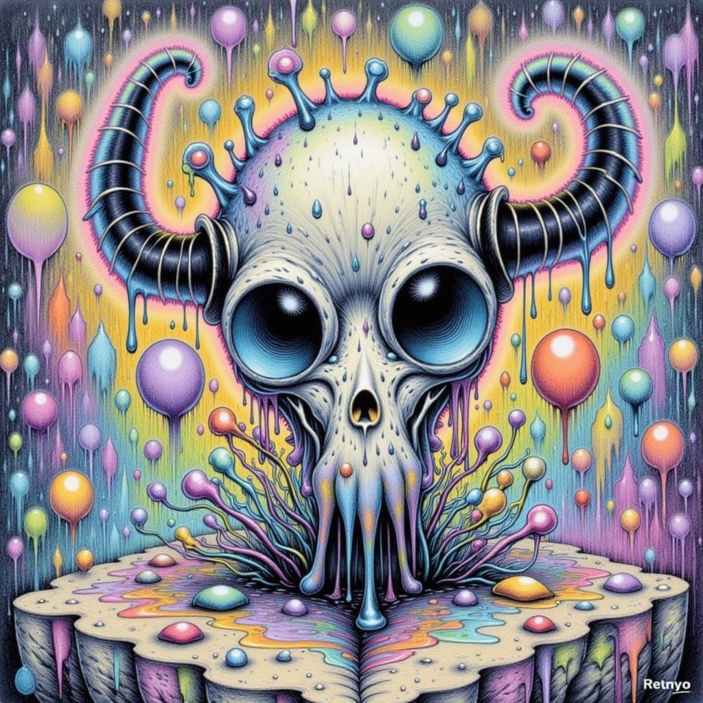 Ink Figure Erupts from Pen in Matte Painting Style