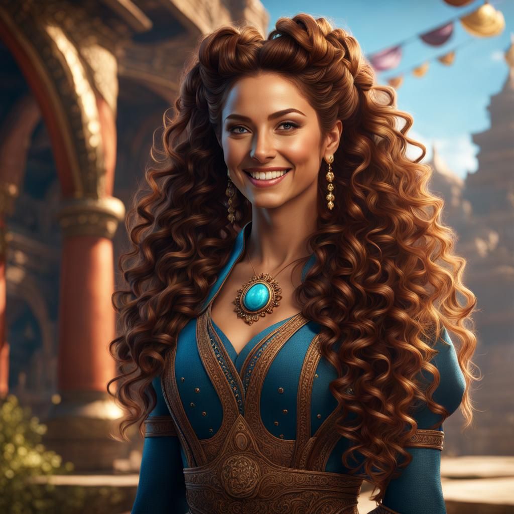 Fantasy Art of Woman with Long Brown Hair