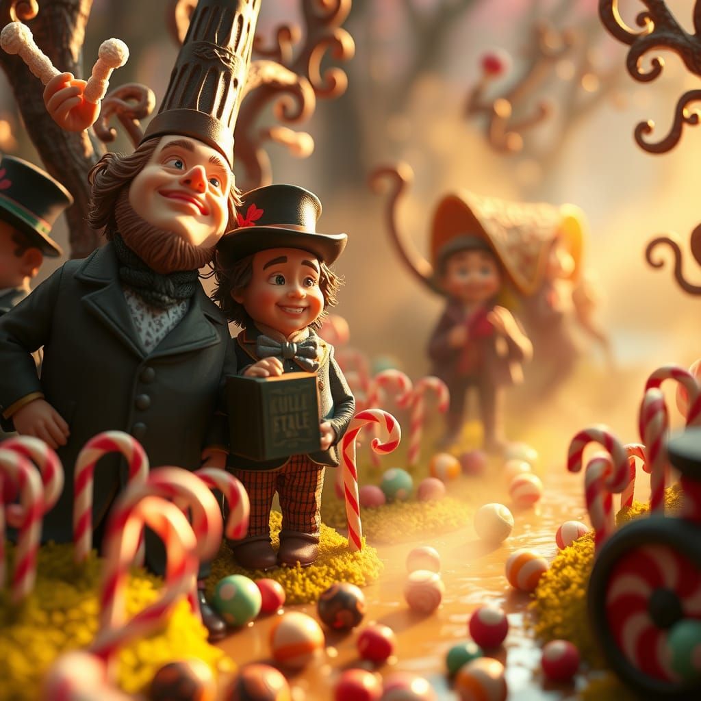 Plasticine Figures in a Willy Wonka World