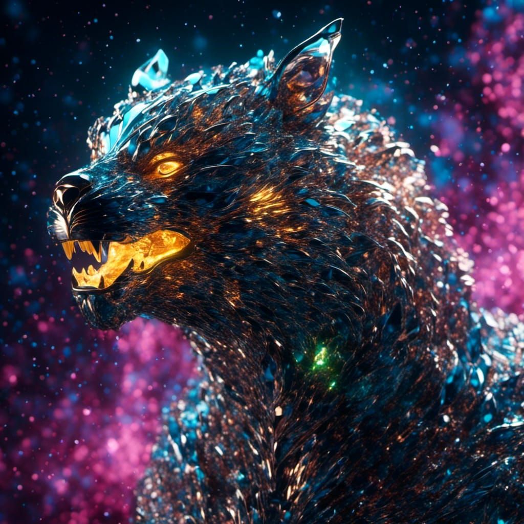 Bioluminescent Crystal Entity Radiating Nebula Light