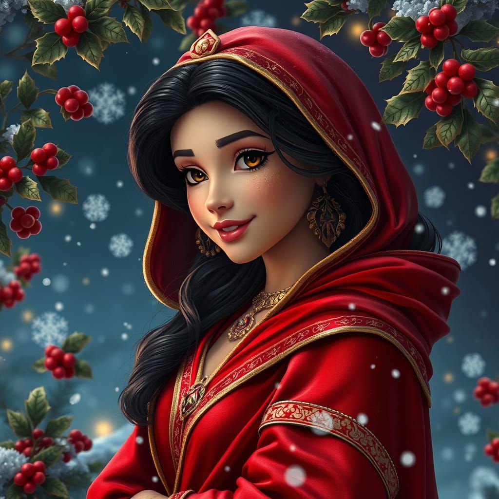 Ethereal Christmas Goddess in Midnight Blue Wonderland