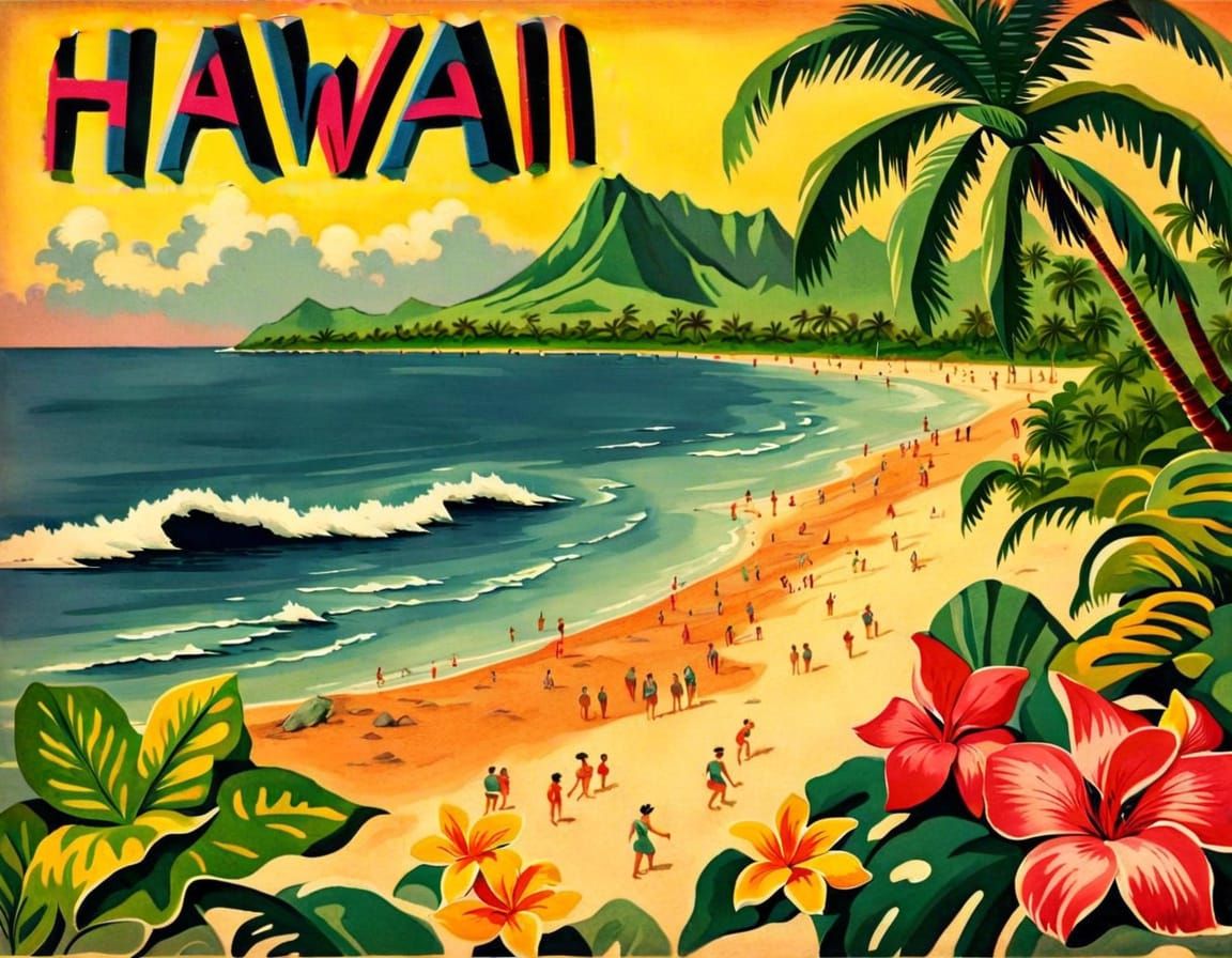 Vintage Hawaii Postcard Design