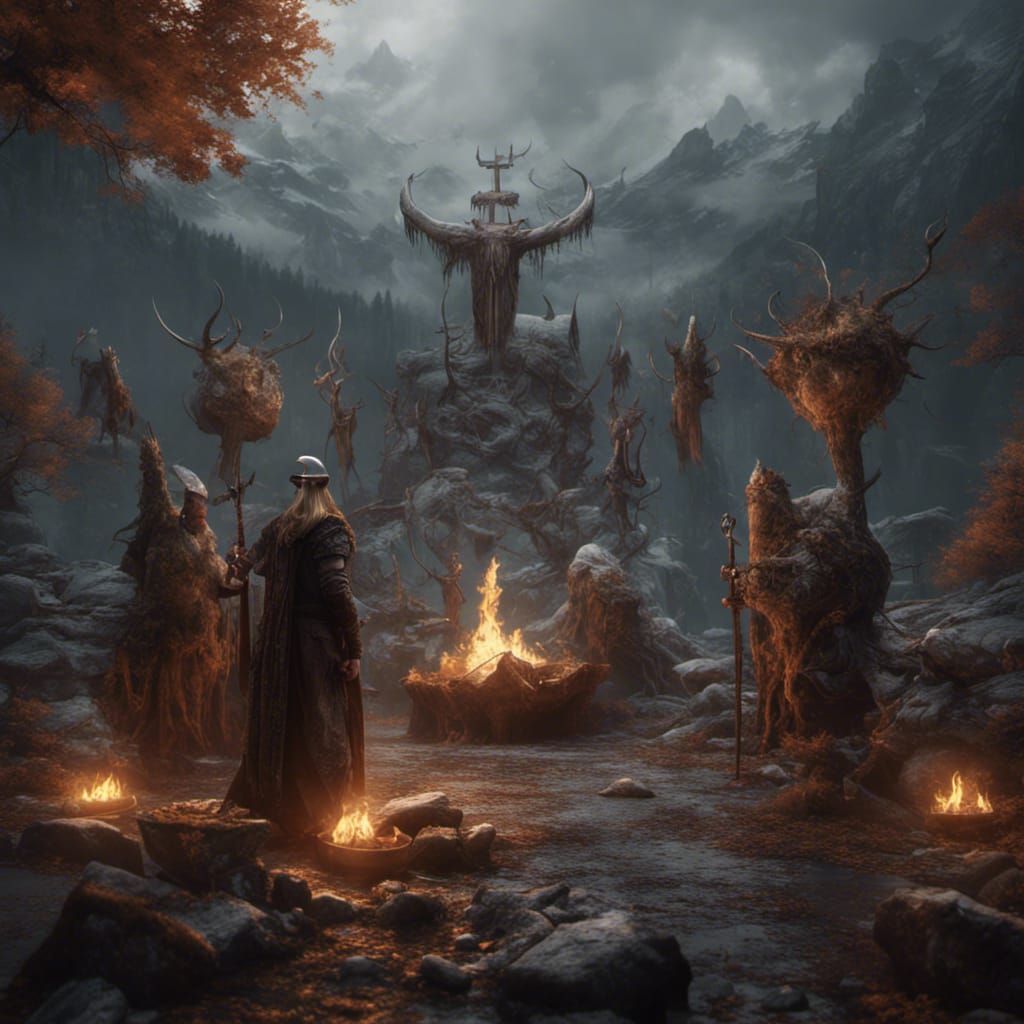 Detailed Viking Medicine Ritual in Fantasy Concept Art