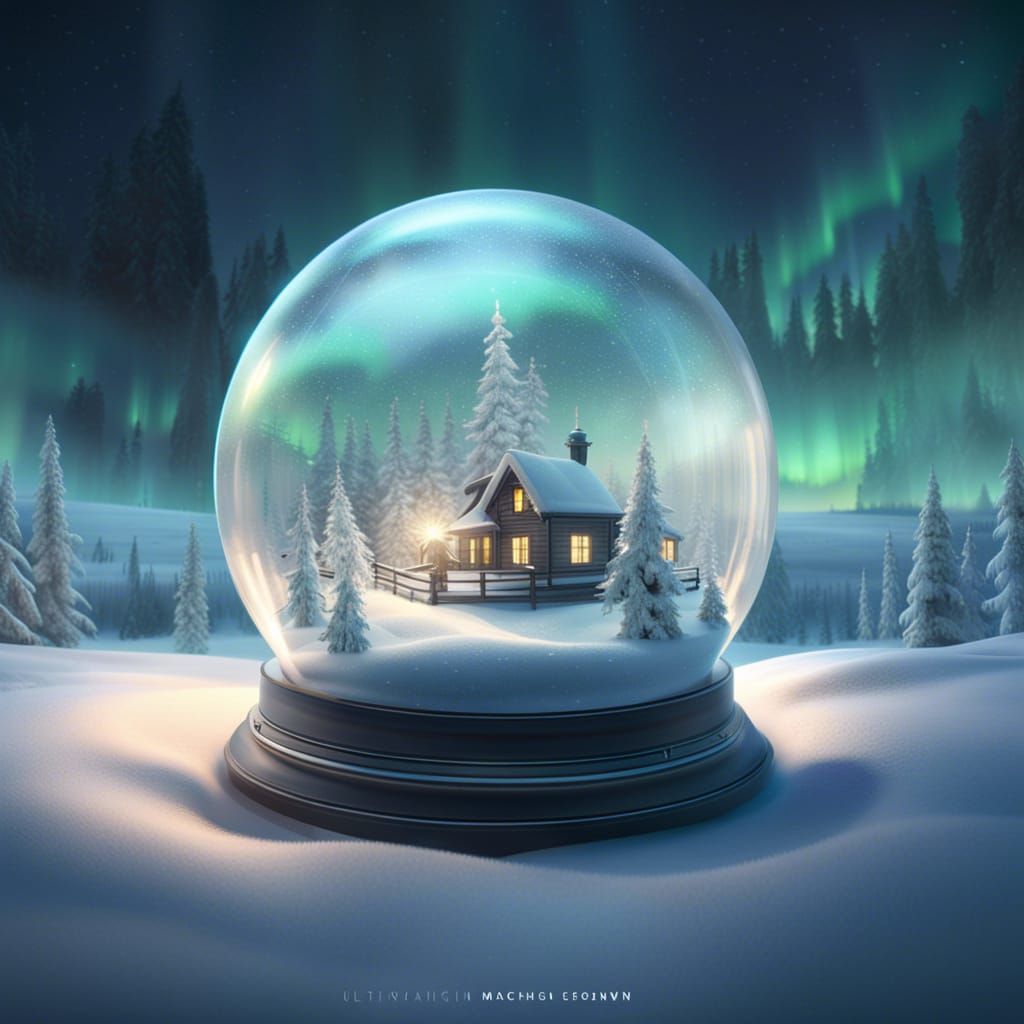 Lapland Winter Scene in Snow Globe