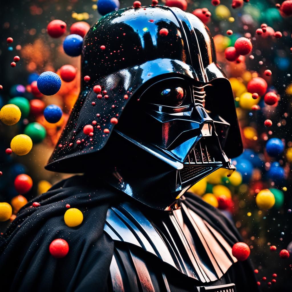 Darth Vader Paintball Portrait in Vibrant Colors