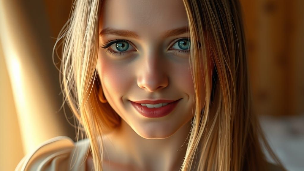 Portrait of a Young Woman in Dreamy Realism Style