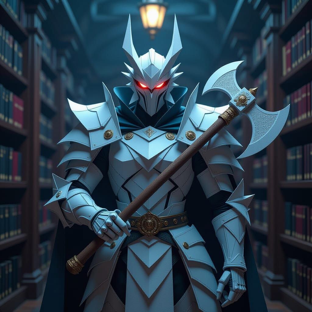 Paper Villain in Library, Digital Art