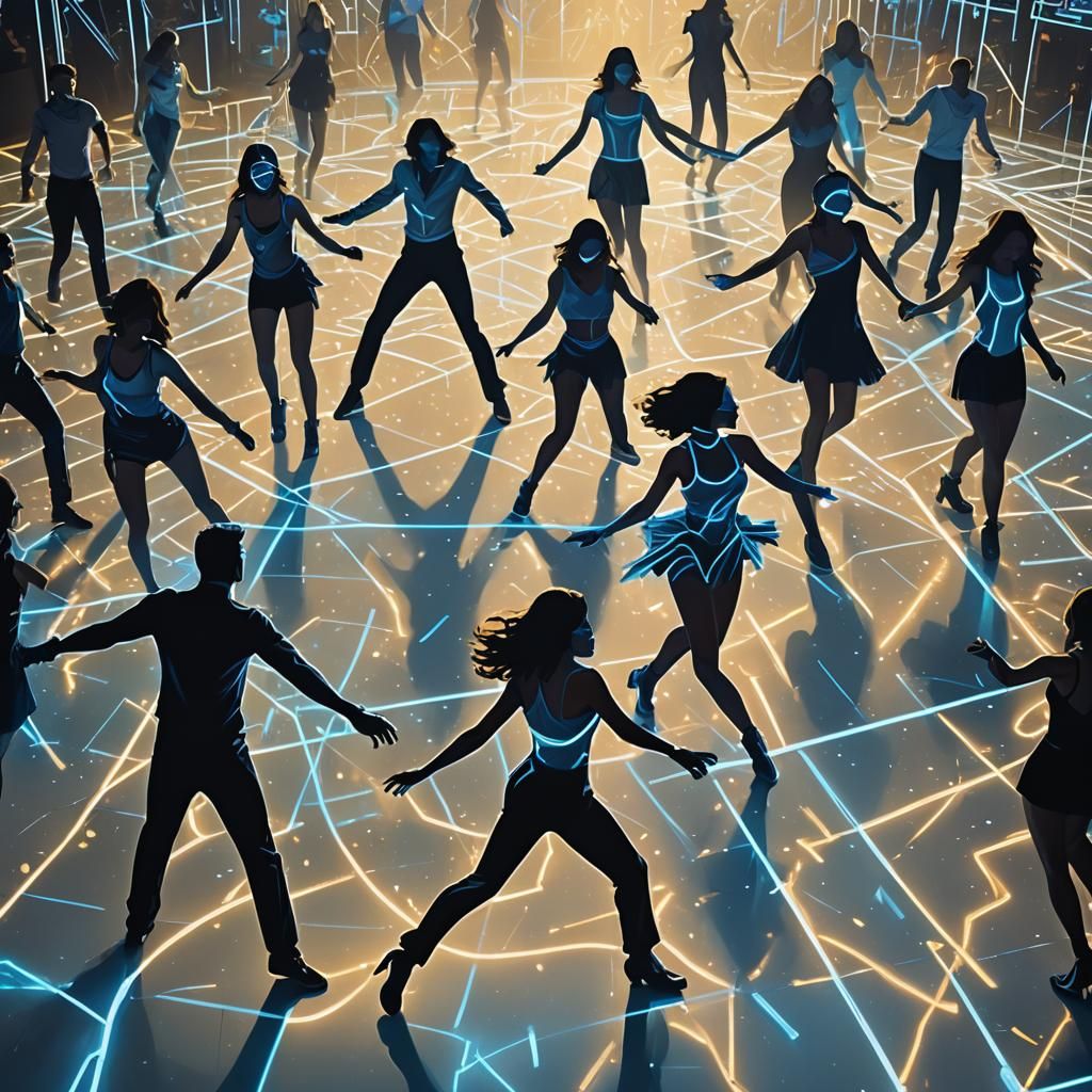 Electric Midnight Dance Party in Cyberpunk Style