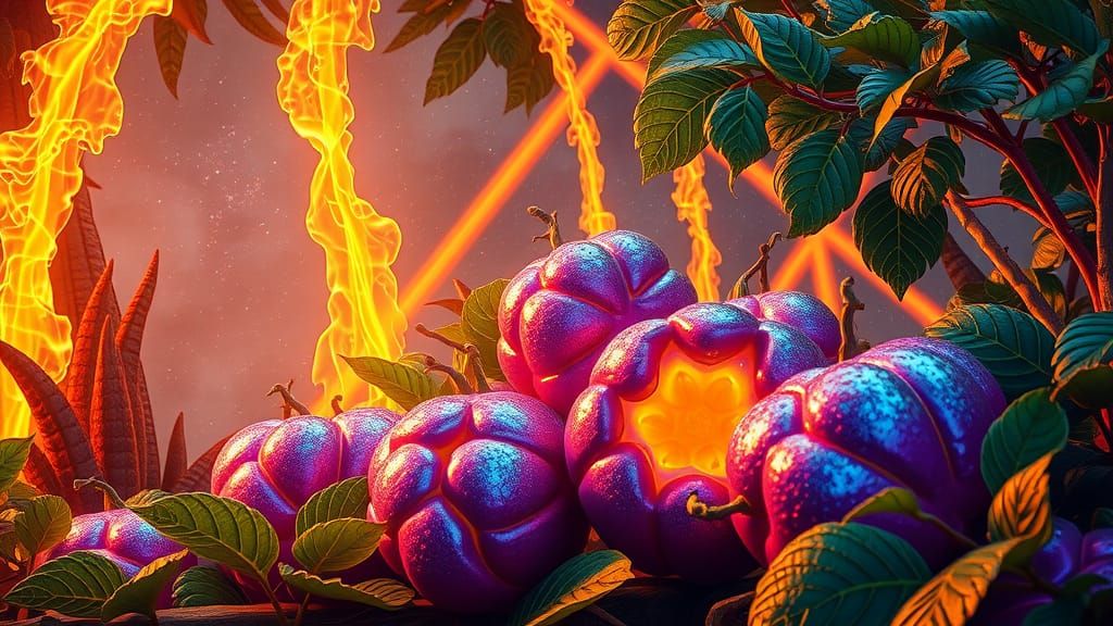 fantasy fruit eden fire beams space