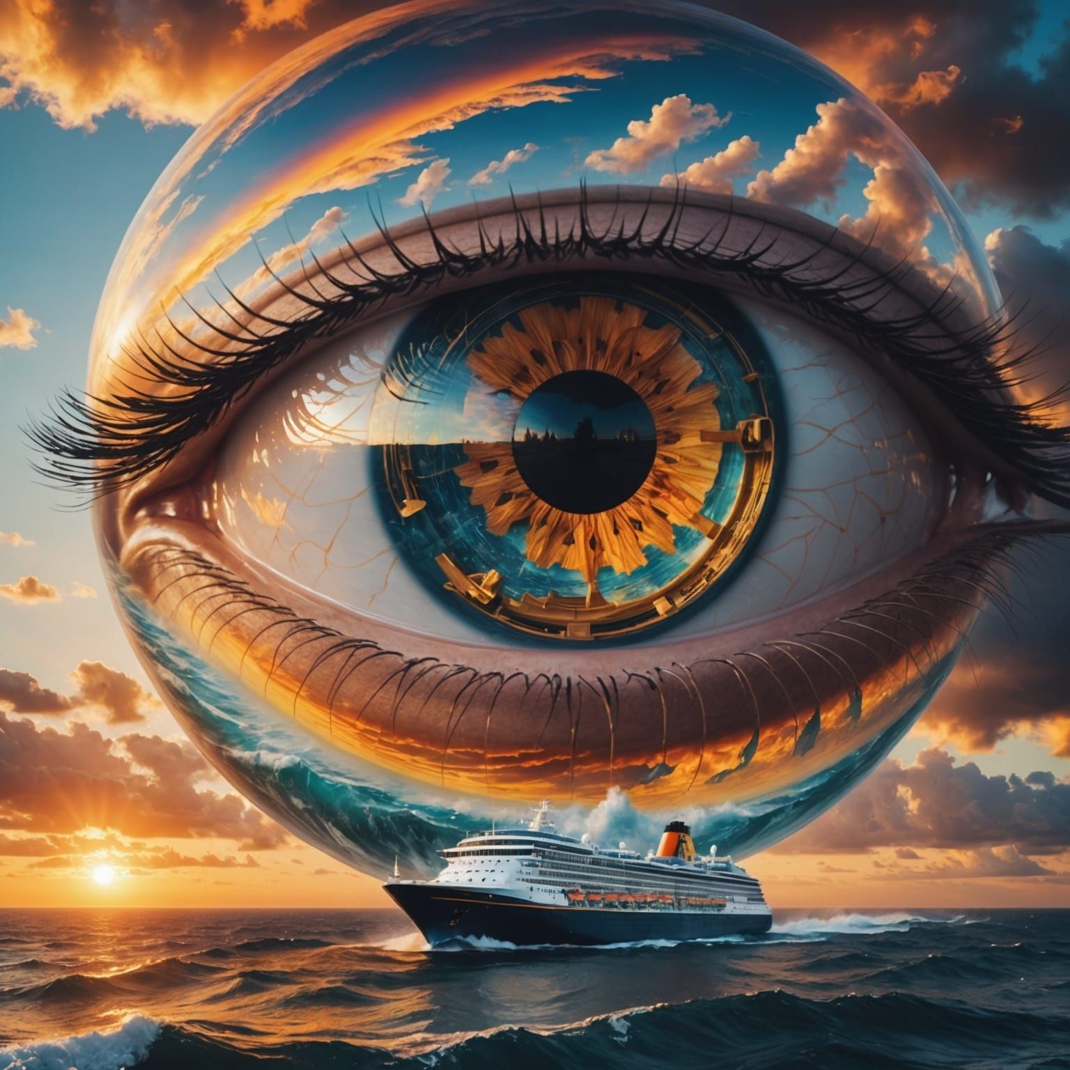 Surreal Cruise Ship in the Eye of the Storm