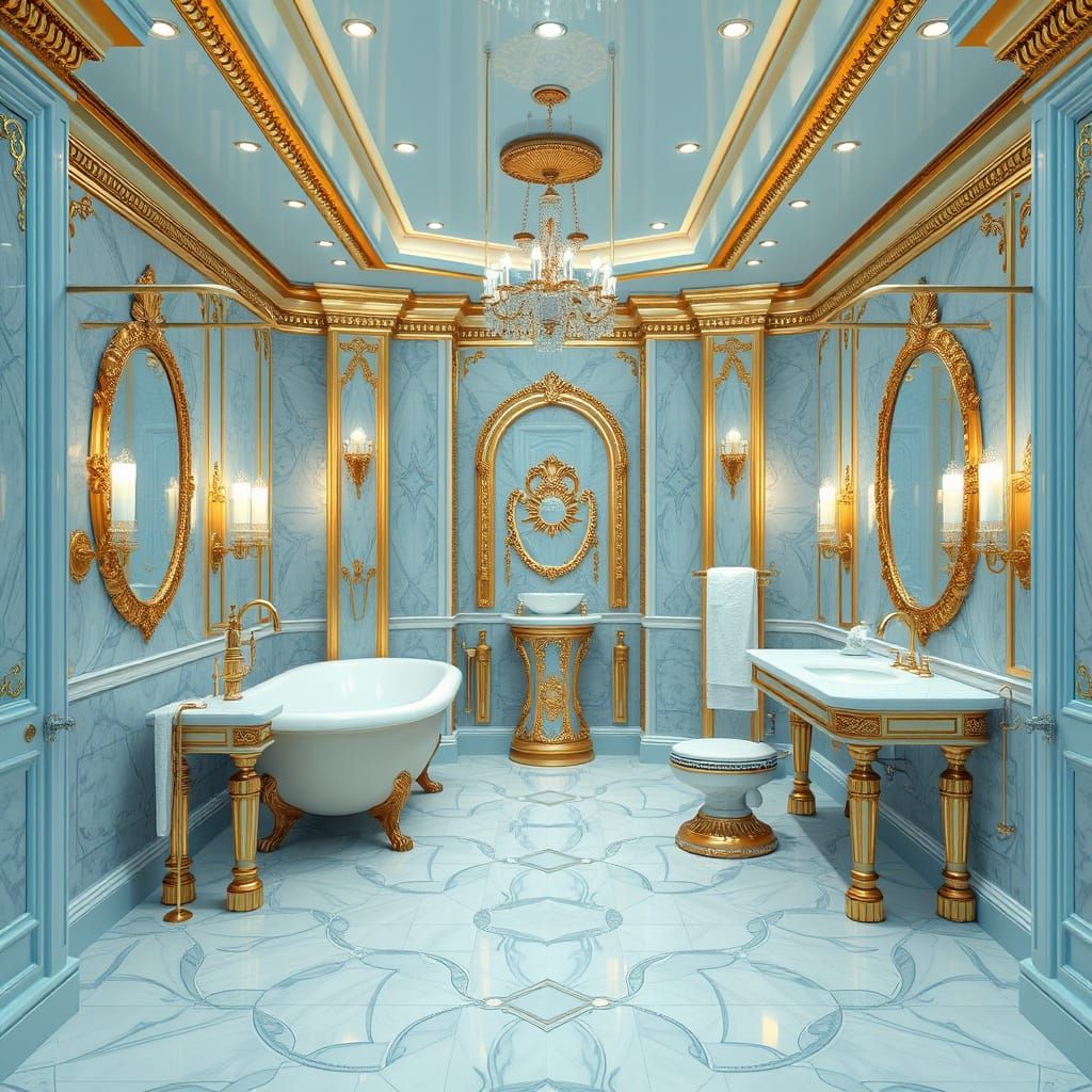 Luxurious Queen's Bathroom in Futuristic 3D Style