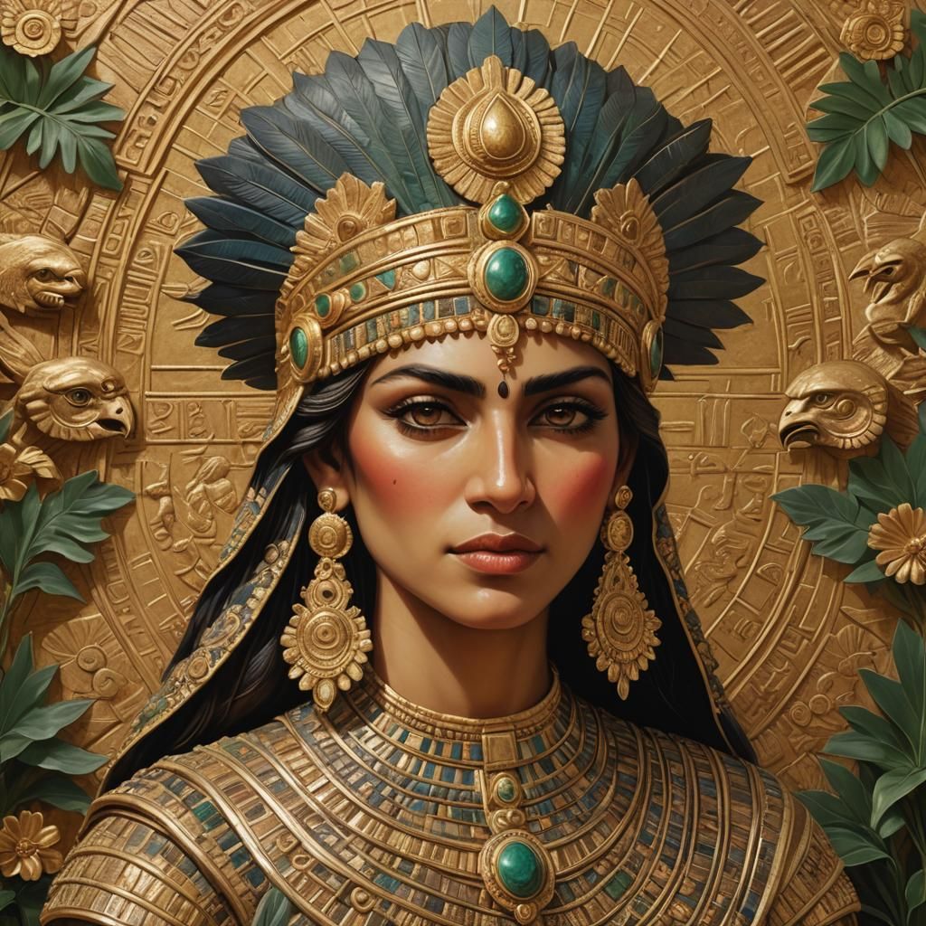 Ancient Mesopotamian Goddess Sarpanit in Regal Splendor