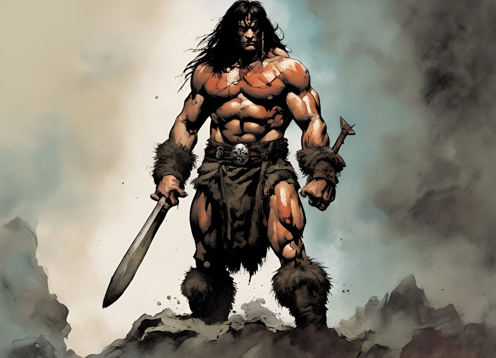 Conan the Barbarian Comic Art in Analogous Colors