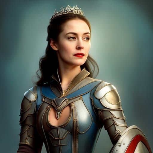 Armored Snow White on Warhorse, Dark Fantasy Art