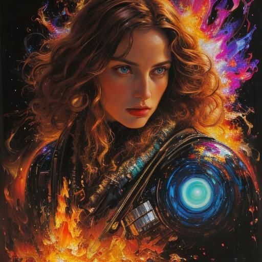Explosive Photorealistic Oil Painting in Pre-Raphaelite Styl...