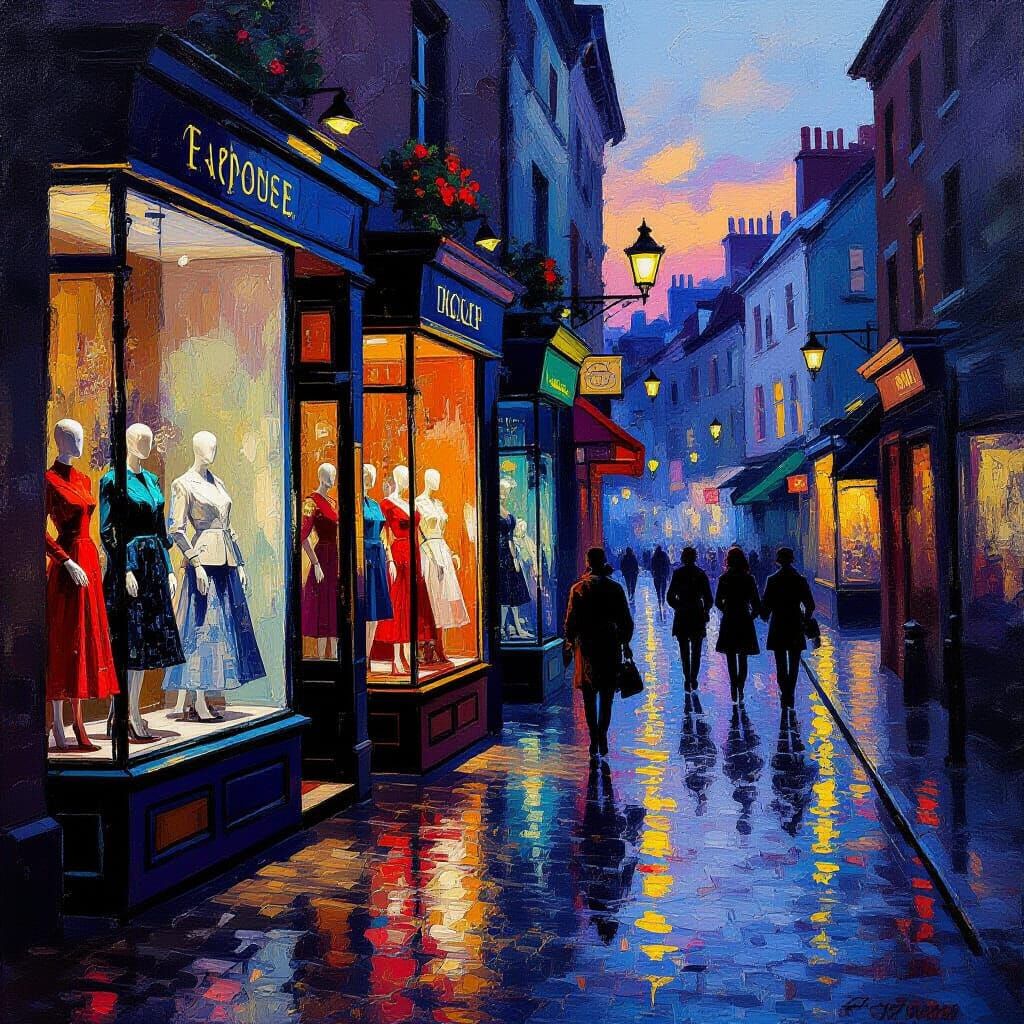 Twilight Street Scene in Monet Style