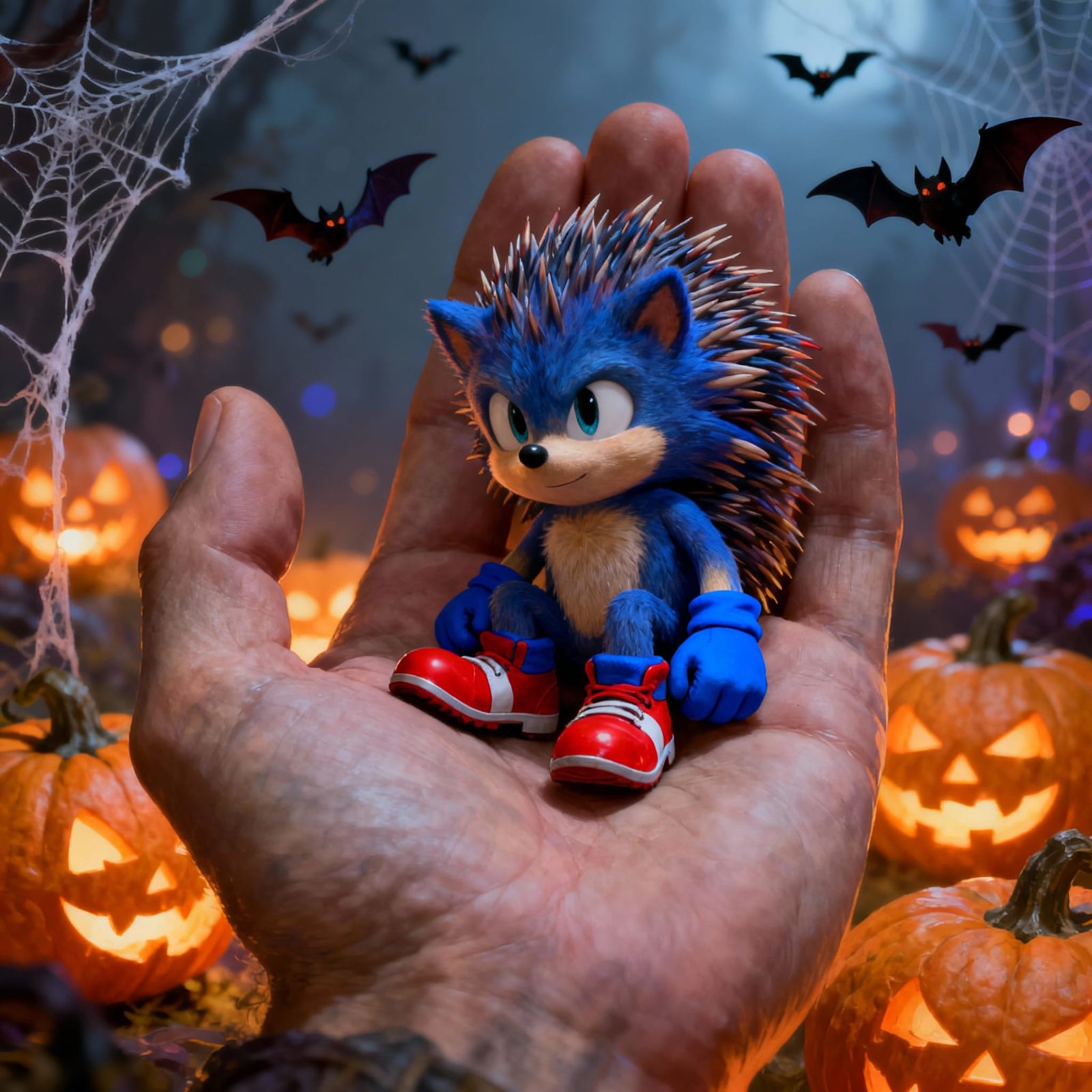 Adorable Hedgehog Dressed As Sonic in Palm Tree