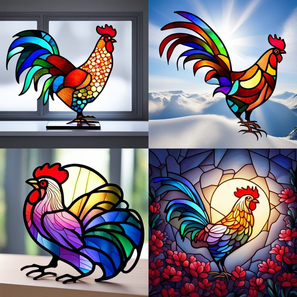 Stained glass rooster