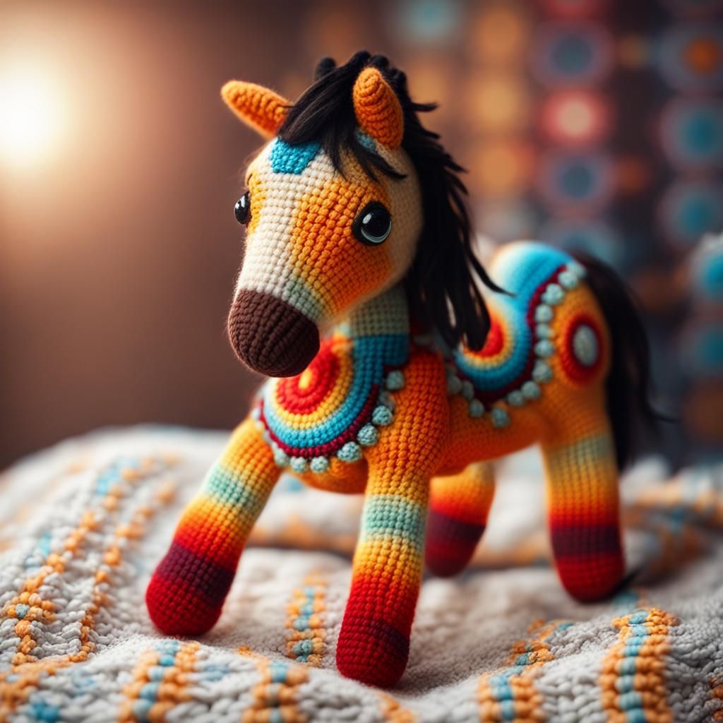 Native American Toy Horse on Star Blanket