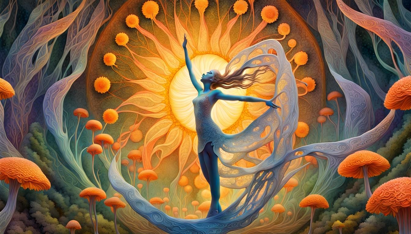 Surreal Sun and Moon Flower: A Watercolor Fairytale