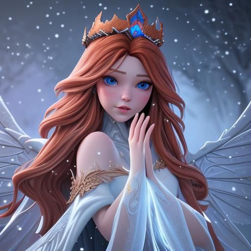 Stunning Winter Fairy Queen in Snowy Scene