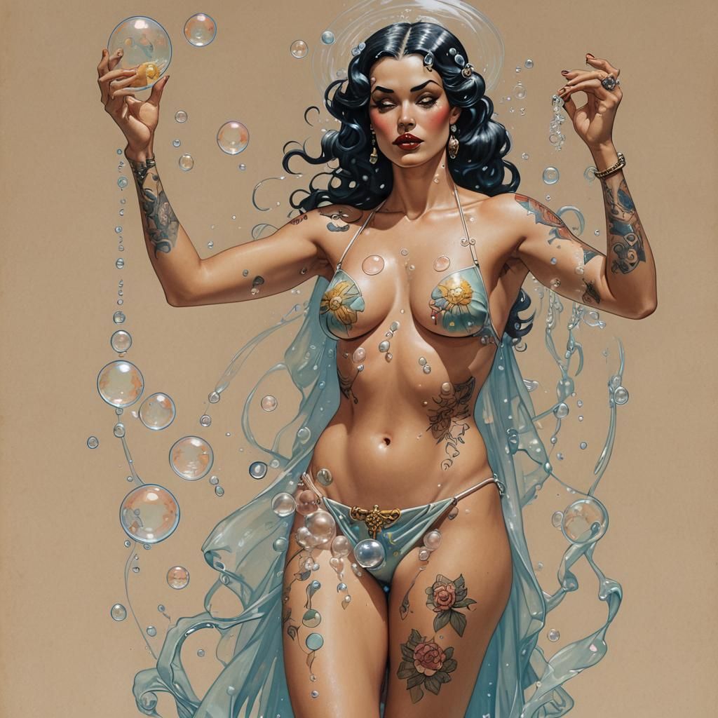 A jinn summoned from her lamp while taking a steamy, hot shower