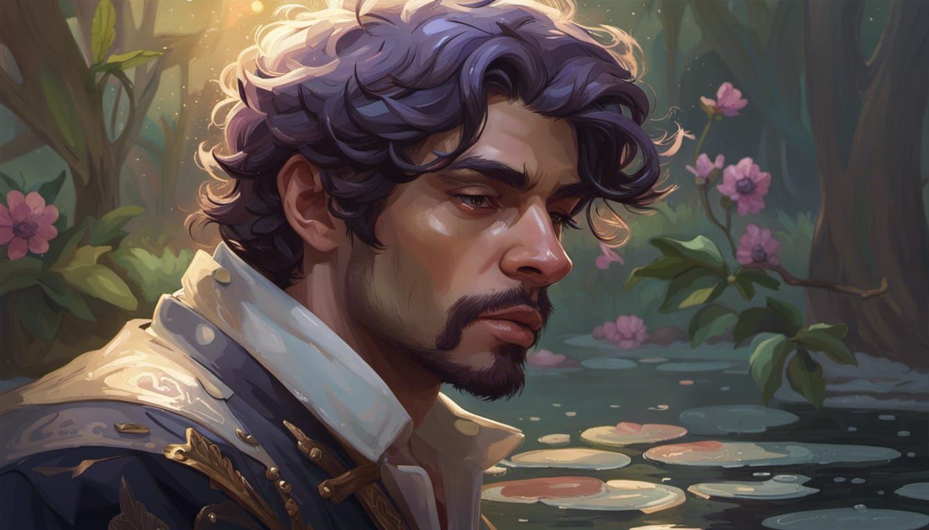 Pensive Prince Contemplates Future in Pond