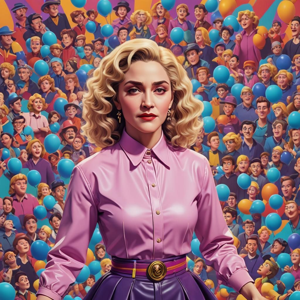 Madonna Leads 80s Aerobics Class: 3D Digital Art