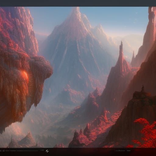 Fantastical Floating Mountains in Detailed Matte Painting