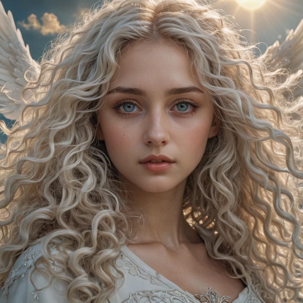 Ethereal Angel with Long Hair in a Digital Painting