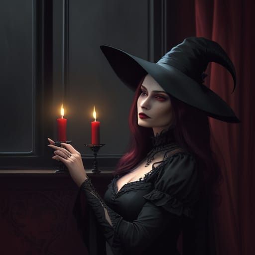 Mysterious Encounter in a Burgundy Hued Study