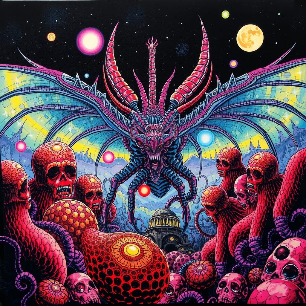 Surreal Alien Fauna in Alcohol Ink Painting