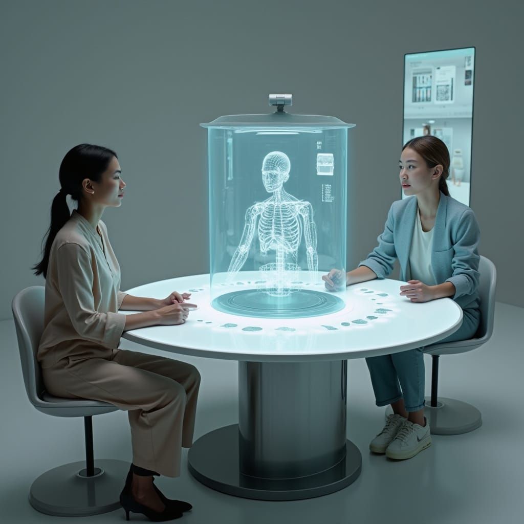 Futuristic AI Legacy Simulator with Life-Sized 3D Hologram