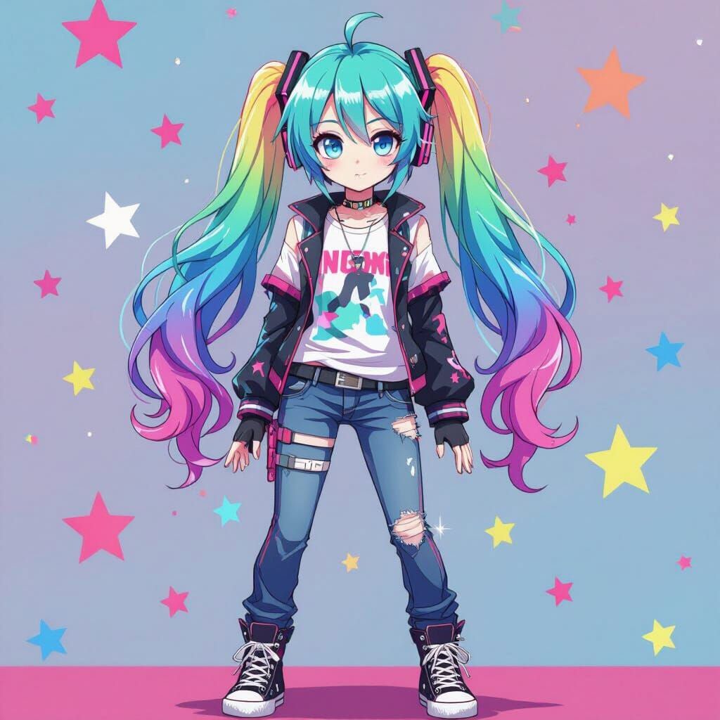 Hatsune Miku in Scene Kid Style