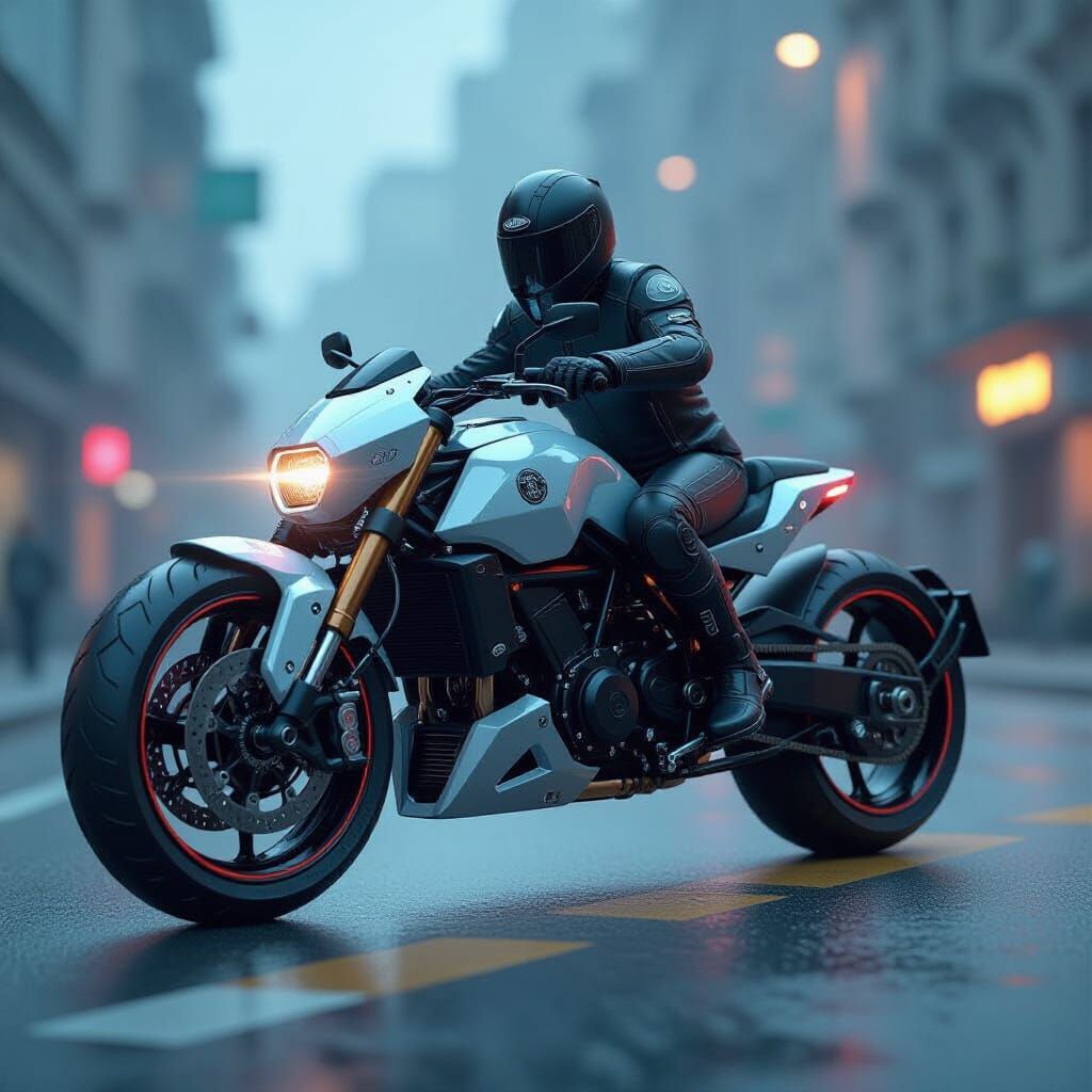 Futuristic Biker Arrested on Pegasus with Mech Details