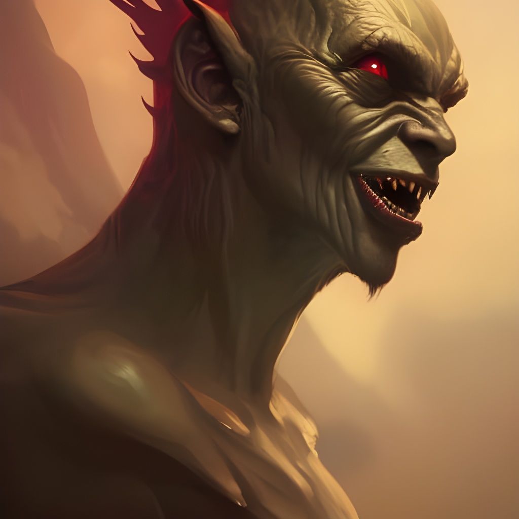 Detailed Demonic Goblin Portrait in Hyperdetailed Style