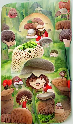 Enchanting Mushroom Garden Storybook Illustration