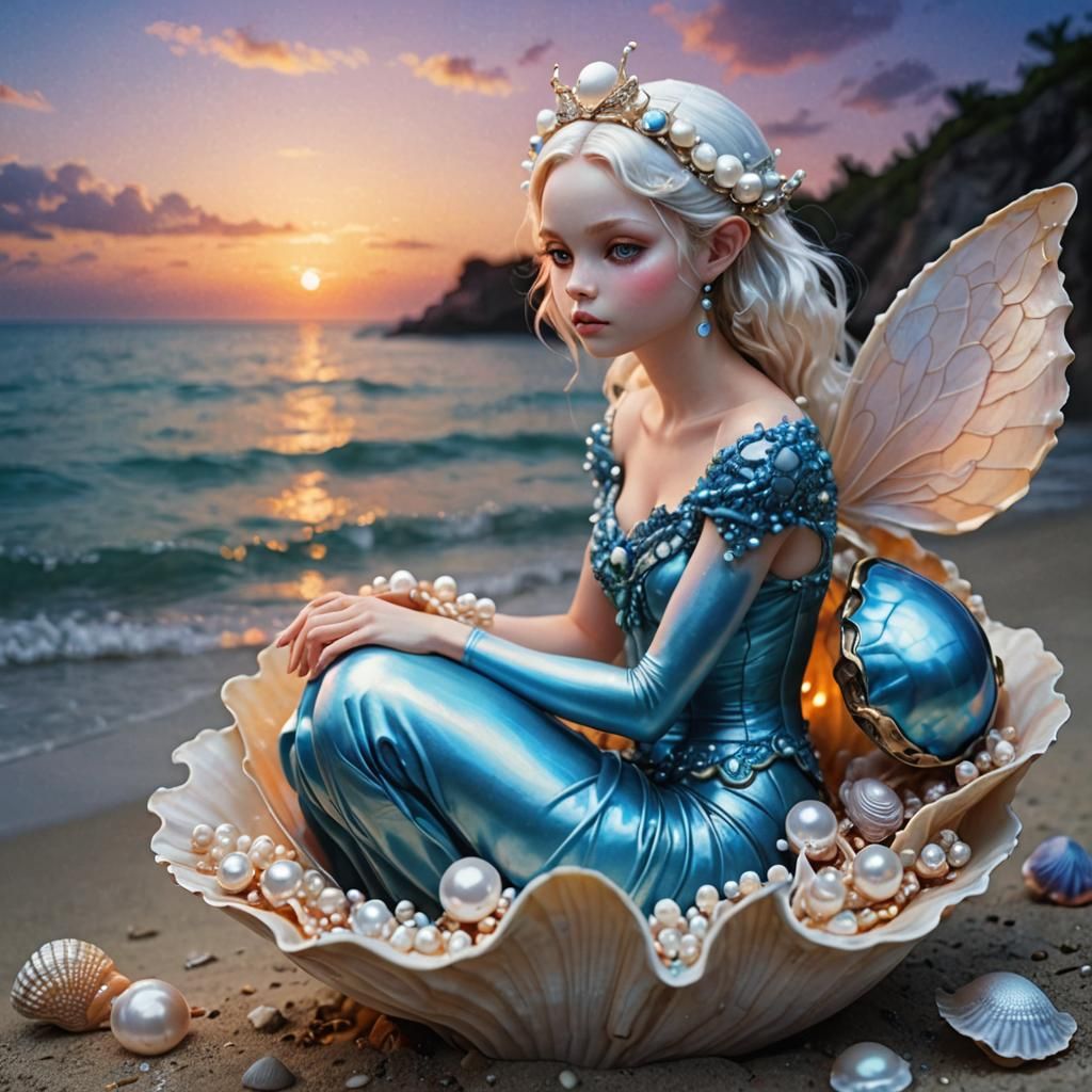 Pearl Shell Creature in Epic Fairy Sunset