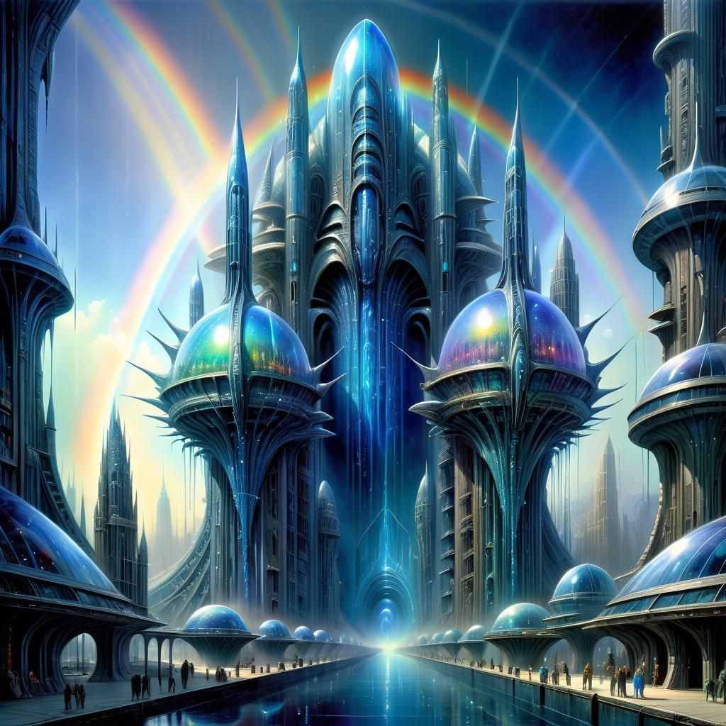 Fantasy Crystal Cityscape in a Maximalist Style
